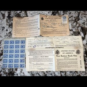 1942 WWII United States of America War Ration Book One &Two original certificate